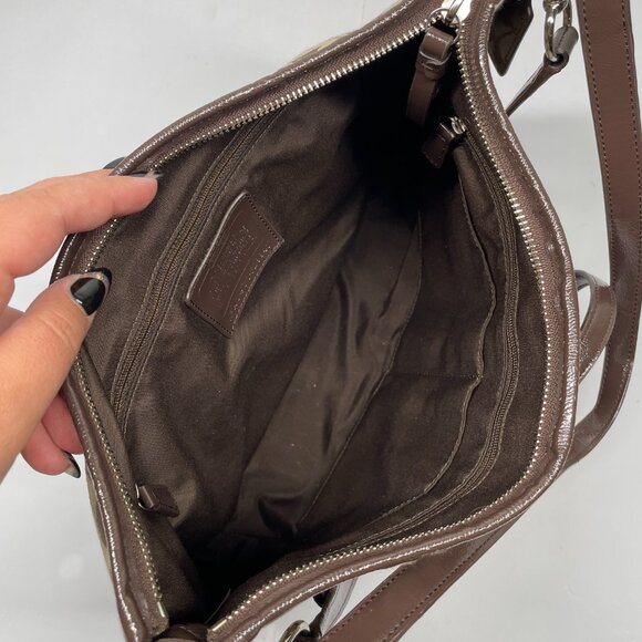 Coach Signature Handbag Purse F29941 Brown Canvas Monogram Crossbody Shoulder - Picture 9 of 10